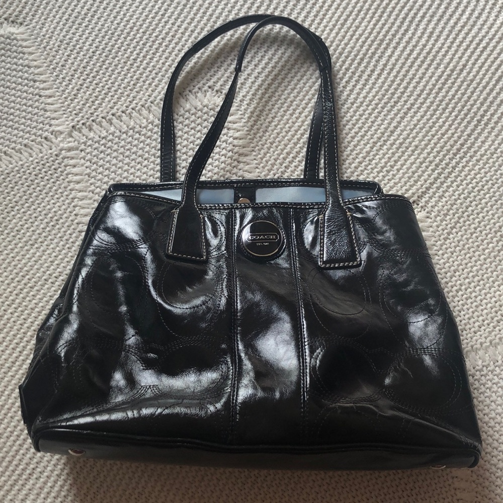 Black patent leather Coach bag